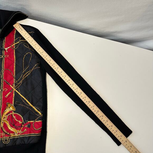 Vintage Ralph Lauren Equestrian Bishop Full Zip Silk Wool Sweater Cardigan M - Picture 9 of 9
